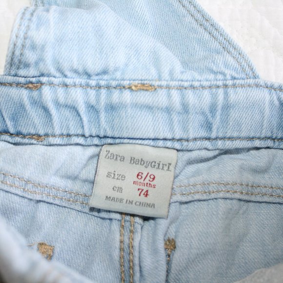2/$20 Zara baby girl jean overall shorts 9 months - Picture 12 of 16
